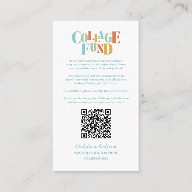 Retro College Fund Graduation Chequerboard Enclosure Card (Front)