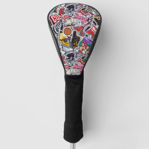 Retro College Sticker Bomb Golf Head Cover