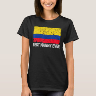 Retro Colombia Flag Best Nanny Ever Mother's Day T-Shirt