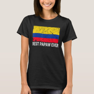 Retro Colombia Flag Best Papaw Ever  Father's Day T-Shirt