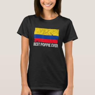 Retro Colombia Flag Best Poppie Ever Father's Day T-Shirt