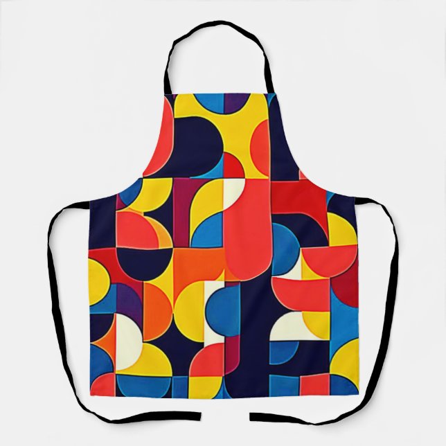 Retro Color Block Geometry Art Apron (Front)