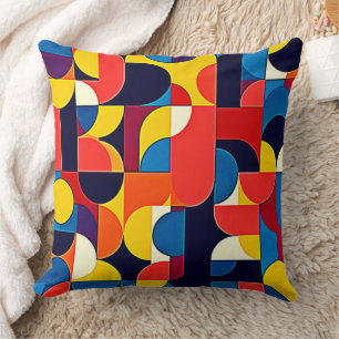 Retro Color Block Geometry Art Cushion