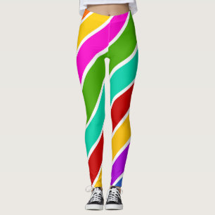 Retro color candy stripes pattern  leggings