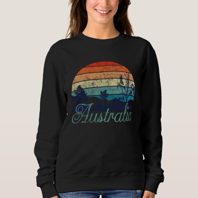 Retro Color Distressed Australia Travel Camper Sweatshirt (Front)