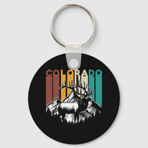 Retro Colorado Elk Wildlfe Mountain Vintage Colora Key Ring