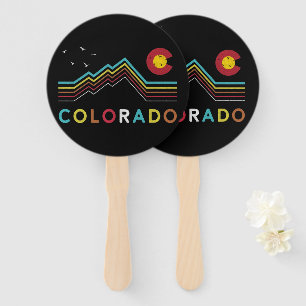 Retro Colorado Flag Rocky Mountain Souvenir Hand Fan
