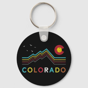Retro Colorado Flag Rocky Mountain Souvenir Key Ring