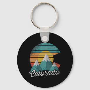 Retro Colorado Mountains Home Love Family Vacation Key Ring