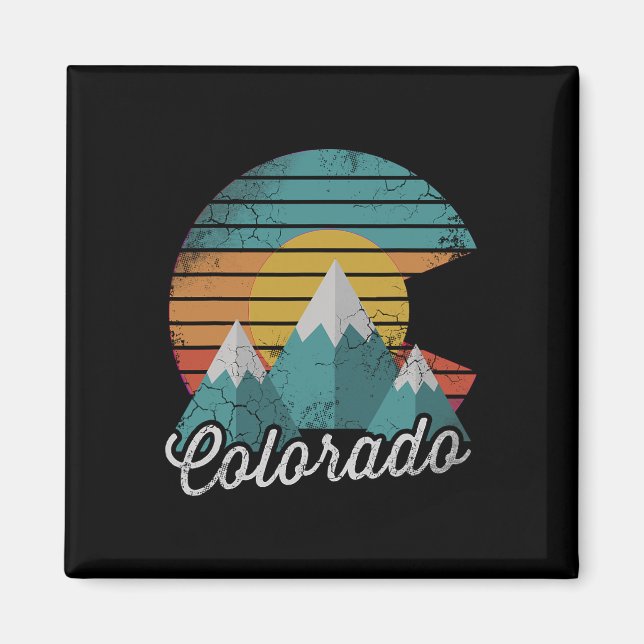 Retro Colorado Mountains Home Love Family Vacation Magnet (Front)