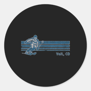 Retro Colorado Vintage Vail Skiing Tee  Classic Round Sticker
