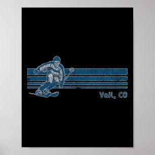 Retro Colorado Vintage Vail Skiing Tee Poster