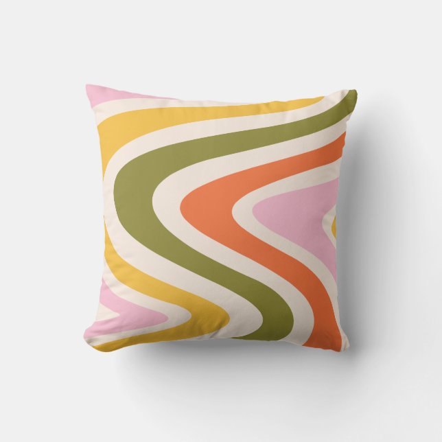 Retro Colored 70s Curves Cushion (Front)
