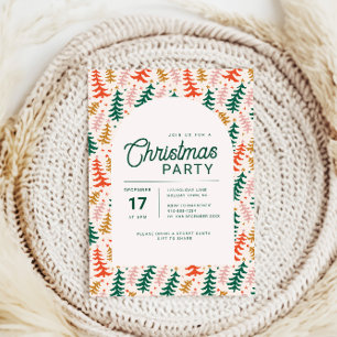 Retro Colorful Christmas Tree Party Invitation