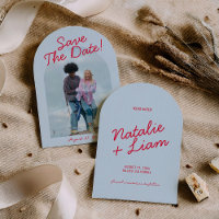 Retro Colorful Funky Modern Arched Photo Wedding
