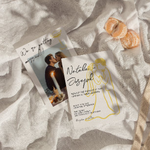 Retro Colorful Hand Drawn Summer Photo Wedding Invitation