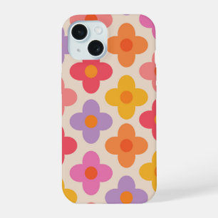 Retro Colorful Hippie Mod Flowers Pattern  iPhone 15 Case