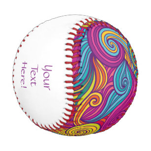 Retro Colorful Jewel Tone Swirly Wave Pattern Baseball