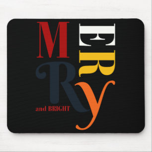 Retro Colorful Merry Bright Vintage Christmas  Mouse Pad