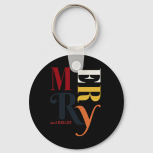 Retro Colorful Merry Bright Vintage Christmas T Sh Key Ring