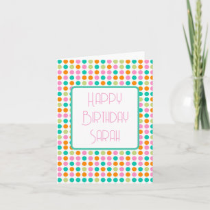 Retro colorful polka dots hippie card