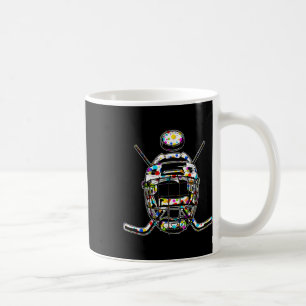Retro Colorful Polka Dots Hockey Helmet And Puck H Coffee Mug