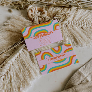Retro Colorful Rainbow Boho Groovy Trendy Girly Business Card