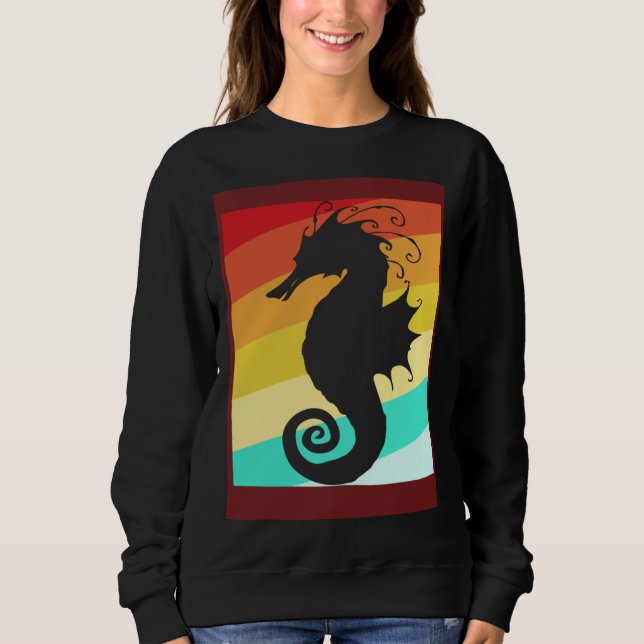 Retro Colorful Seahorse Sweatshirt (Front)