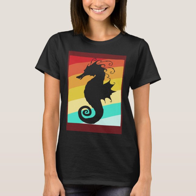 Retro Colorful Seahorse T-Shirt (Front)