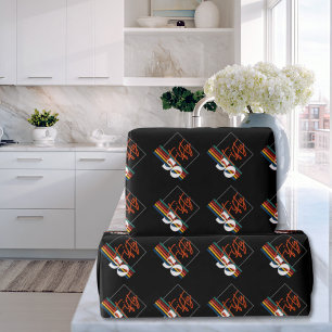 Retro Colorful Striped Fifty Birthday Party Chic Wrapping Paper