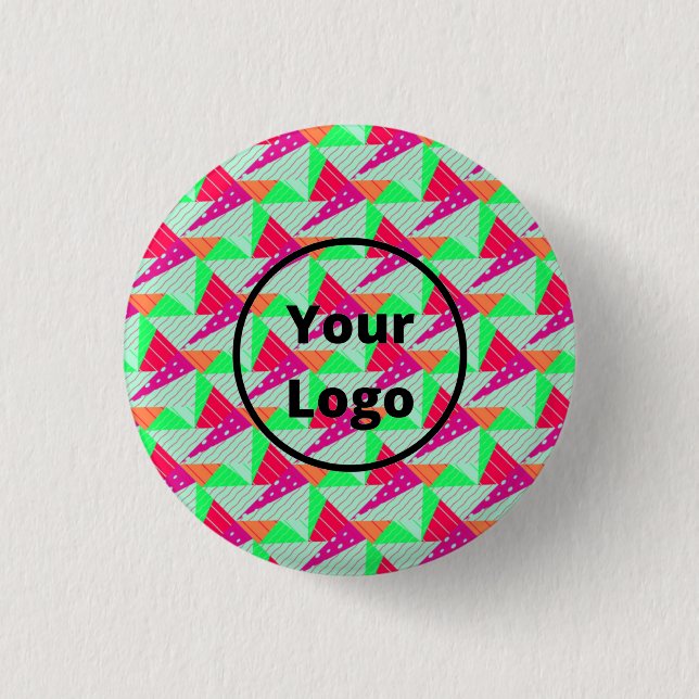 Retro colorful triiangles pattern 3 cm round badge (Front)