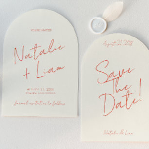 Retro Colorful Whimsical Fun Unique Arched Wedding Save The Date