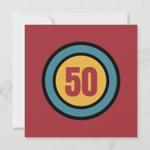 Retro Colors and Circles 50th Birthday Invitation