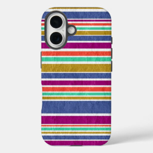 Retro Colors Textured Striped iPhone 16 Case