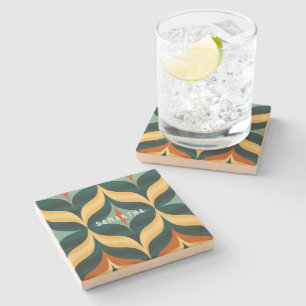 Retro Colour 70s Pattern Vintage Stone Coaster