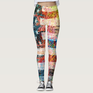 Retro Colour American Flag #13 Leggings