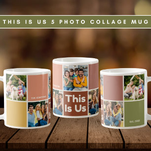 Retro Colour Block This Is Us Quote 5 Photo Collag Coffee Mug