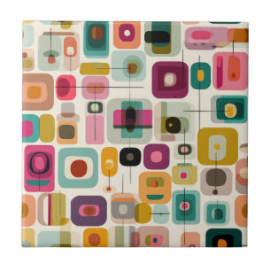 RETRO Colour Blocks Mid Century Modern Abstract Ar Ceramic Tile