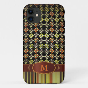Retro Colour Flower Stripe Monogram iPhone 5 11 Case