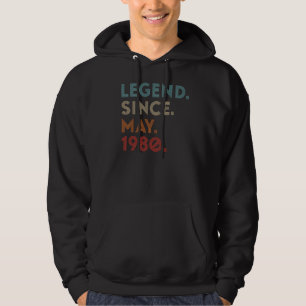 Retro Colour Legend Since May 1980 Vintage Birthda Hoodie