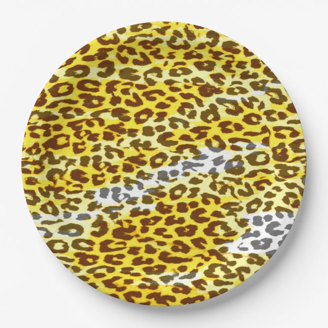 Retro Colour Leopard Print Skin #107 Paper Plate (Front)