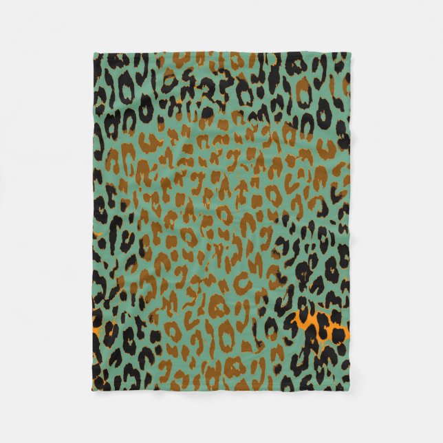 Retro Colour Leopard Print Skin #10 Fleece Blanket (Front)