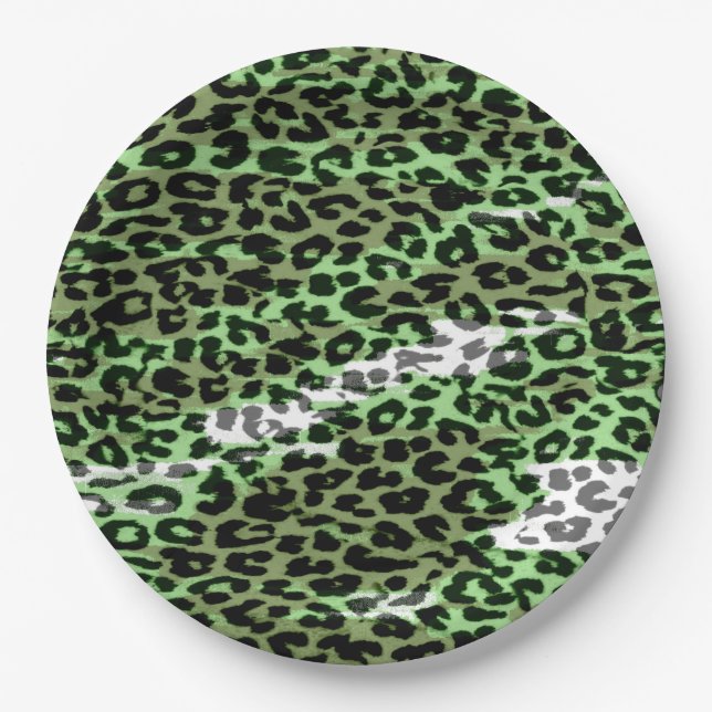 Retro Colour Leopard Print Skin #112 Paper Plate (Front)
