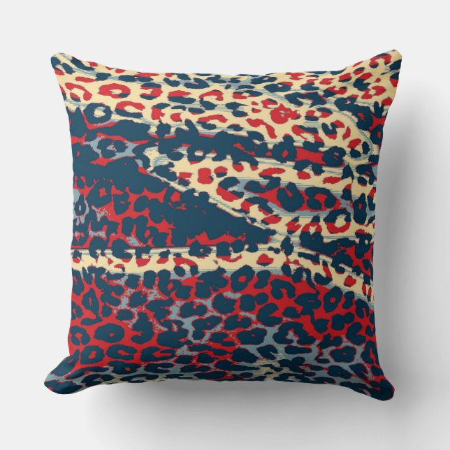 Retro Colour Leopard Print Skin #13 Cushion (Front)