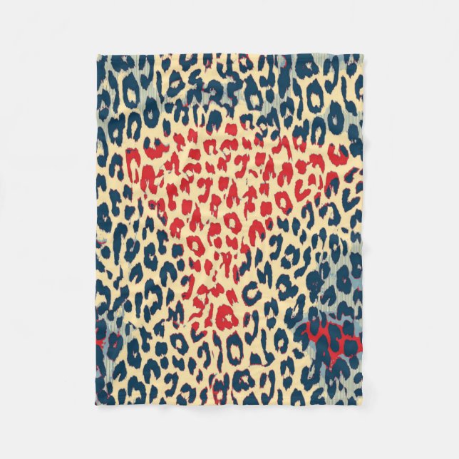 Retro Colour Leopard Print Skin #13 Fleece Blanket (Front)