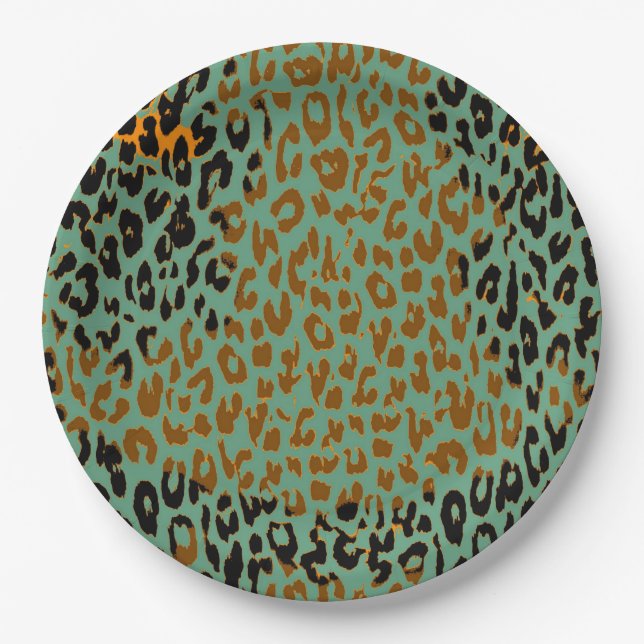 Retro Colour Leopard Print Skin #24 Paper Plate (Front)