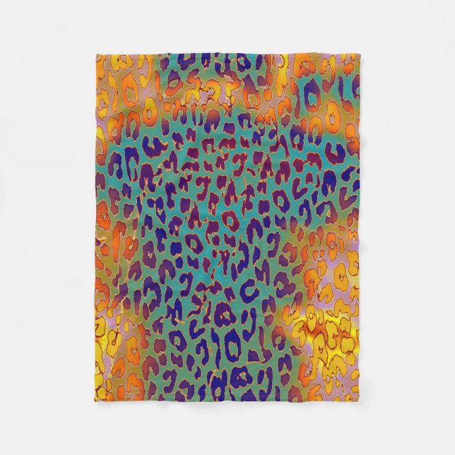 Retro Colour Leopard Print Skin #3 Fleece Blanket (Front)