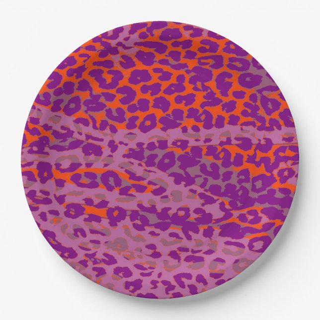 Retro Colour Leopard Print Skin #40 Paper Plate (Front)