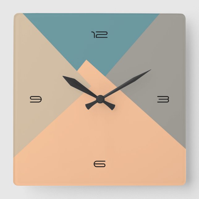 Retro Colour Modern Geometric Pattern Square Wall Clock (Front)
