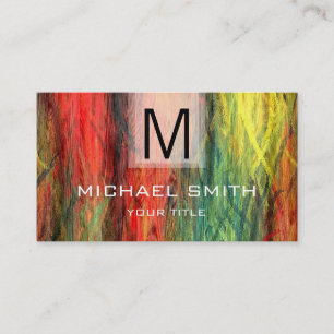 Retro Colour Modern Wood Grain Monogram #4 Business Card